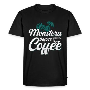 Monster Lover Monstera Avant Garden Coffee Lover - T-shirt Premium bio Homme - noir - Devant - Nico (187cm)