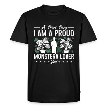 Monster Lover Une histoire courte Je suis un amoureux des plantes d’intérieur - T-shirt Premium bio Homme - noir - Devant - Nico (187cm)