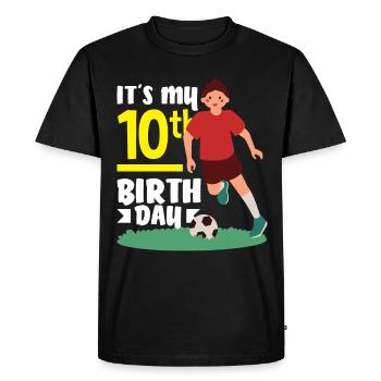10e anniversaire 10 ans Football Joueur de football - T-shirt Premium bio Homme - noir - Devant - Nico (187cm)
