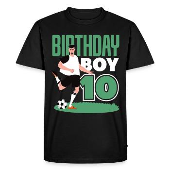 10e anniversaire 10 ans Football Joueur de football - T-shirt Premium bio Homme - noir - Devant - Nico (187cm)