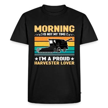 Le matin n’est pas mon heure de travail sur le terrain - T-shirt Premium bio Homme - noir - Devant - Nico (187cm)