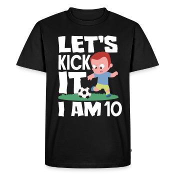 10e anniversaire 10 ans Football Joueur de football - T-shirt Premium bio Homme - noir - Devant - Nico (187cm)