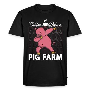 Pig Farmer Coffee Before Pig Owner Coffee Lover - Men's Premium Organic T-Shirt - black - Front - Nico (187cm)