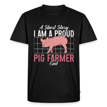 Pig Farmer A Short Story I Am A Proud Pig Owner - Men's Premium Organic T-Shirt - black - Front - Nico (187cm)