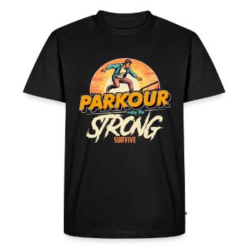 Parkour Only The Strong Freerunning Parkour Lover - Men's Premium Organic T-Shirt - black - Front - Nico (187cm)