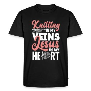 Funny Knitting Knitting Needle Gift - Men's Premium Organic T-Shirt - black - Front - Nico (187cm)