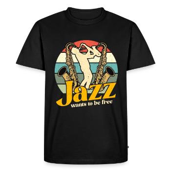 Musique Jazz Le Jazz Veut Être Amateur De Saxophone Rétro - T-shirt Premium bio Homme - noir - Devant - Nico (187cm)