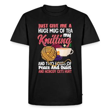 Funny Knitting Knitting Needle Gift - Men's Premium Organic T-Shirt - black - Front - Nico (187cm)