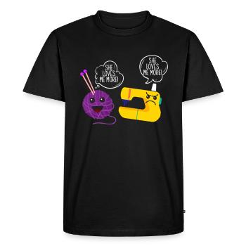 Drôle de tricot à l’aiguille à tricoter cadeau - T-shirt Premium bio Homme - noir - Devant - Nico (187cm)