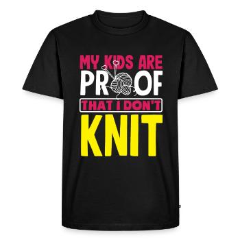 Drôle de tricot à l’aiguille à tricoter cadeau - T-shirt Premium bio Homme - noir - Devant - Nico (187cm)