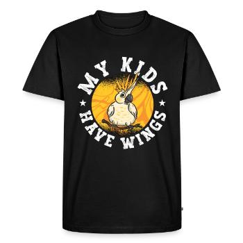 Calopsitte Mes enfants ont des ailes Amateur d’oiseaux ornementaux - T-shirt Premium bio Homme - noir - Devant - Nico (187cm)