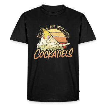 Calopsitte Juste Un Garçon Qui Aime Oiseau D’ornement - T-shirt Premium bio Homme - noir - Devant - Nico (187cm)