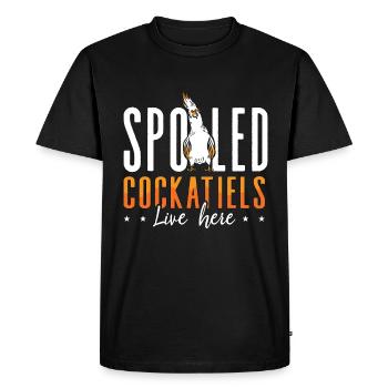 Calopsitte Les calopsittes gâtées vivent ici Perruche - T-shirt Premium bio Homme - noir - Devant - Nico (187cm)