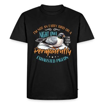 Pigeon voyageur Je ne suis pas un pigeon lève-tôt - T-shirt Premium bio Homme - noir - Devant - Nico (187cm)