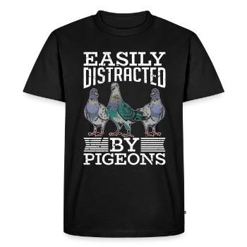 Le pigeon voyageur facilement distrait par l’élevage de pigeons - T-shirt Premium bio Homme - noir - Devant - Nico (187cm)