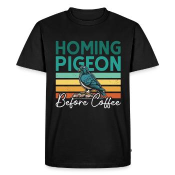 Pigeon voyageur avant l’observation des oiseaux amateur de café - T-shirt Premium bio Homme - noir - Devant - Nico (187cm)