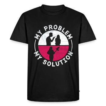 Pigeon voyageur Mon problème Mon pictogramme Maman Papa - T-shirt Premium bio Homme - noir - Devant - Nico (187cm)