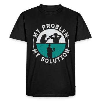 Pigeon voyageur Mon problème Mon pictogramme Papa Maman - T-shirt Premium bio Homme - noir - Devant - Nico (187cm)