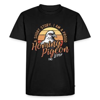 Pigeon voyageur Une histoire courte Je suis un amoureux des pigeons - T-shirt Premium bio Homme - noir - Devant - Nico (187cm)