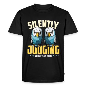 Budgie Silently Judging Your Every Parakeet Owner - Men's Premium Organic T-Shirt - black - Front - Nico (187cm)