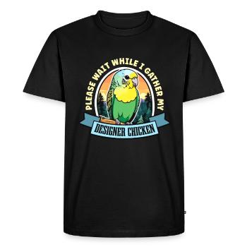 Perruche s’il vous plaît attendez pendant que je rassemble des oiseaux colorés - T-shirt Premium bio Homme - noir - Devant - Nico (187cm)