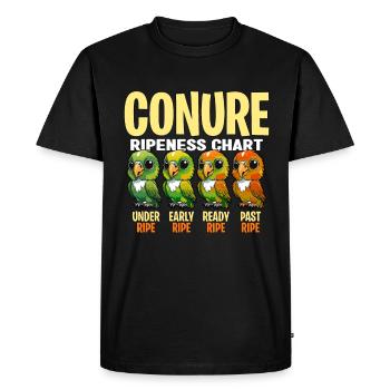 Tableau de maturité de la conure sous l’oiseau de compagnie amateur de conure - T-shirt Premium bio Homme - noir - Devant - Nico (187cm)