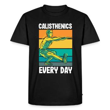 Entraînement de callisthénie Entraînement de remise en forme - T-shirt Premium bio Homme - noir - Devant - Nico (187cm)