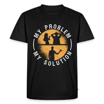 Amoureux des perruches Mon problème Ma solution Pictogramme Papa - T-shirt Premium bio Homme - noir - Devant - Nico (187cm)