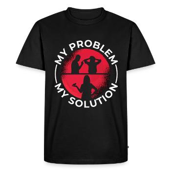 Amoureux des perruches Mon problème Ma solution Pictogramme Maman - T-shirt Premium bio Homme - noir - Devant - Nico (187cm)