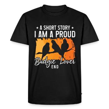 Amateur de perruches Une histoire courte Je suis propriétaire d’une perruche - T-shirt Premium bio Homme - noir - Devant - Nico (187cm)