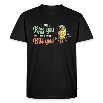 Conure Je vais t’embrasser et puis perroquet amateur d’oiseaux - T-shirt Premium bio Homme - noir - Devant - Nico (187cm)