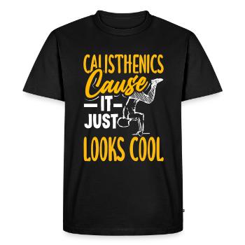 Entraînement de callisthénie Entraînement de remise en forme - T-shirt Premium bio Homme - noir - Devant - Nico (187cm)