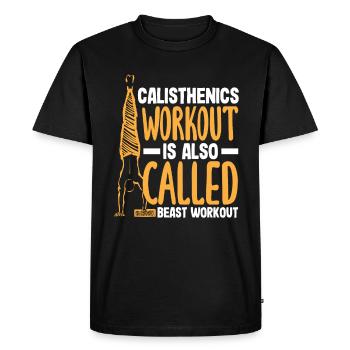Entraînement de callisthénie Entraînement de remise en forme - T-shirt Premium bio Homme - noir - Devant - Nico (187cm)