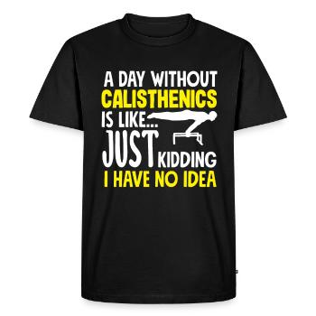 Entraînement de callisthénie Entraînement de remise en forme - T-shirt Premium bio Homme - noir - Devant - Nico (187cm)