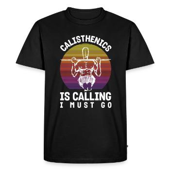 Entraînement de callisthénie Entraînement de remise en forme - T-shirt Premium bio Homme - noir - Devant - Nico (187cm)