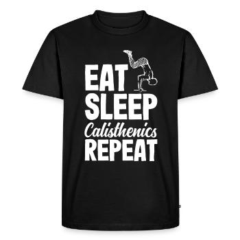 Entraînement de callisthénie Entraînement de remise en forme - T-shirt Premium bio Homme - noir - Devant - Nico (187cm)