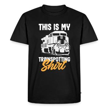 Drôle de Train amant Trains Locomotive cadeau - T-shirt Premium bio Homme - noir - Devant - Nico (187cm)