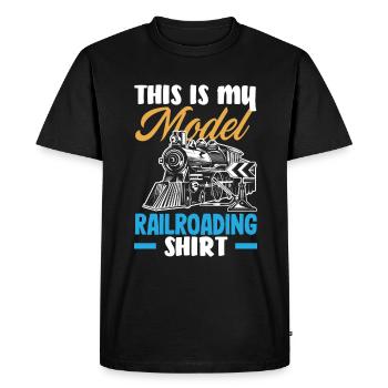 Drôle de Train amant Trains Locomotive cadeau - T-shirt Premium bio Homme - noir - Devant - Nico (187cm)