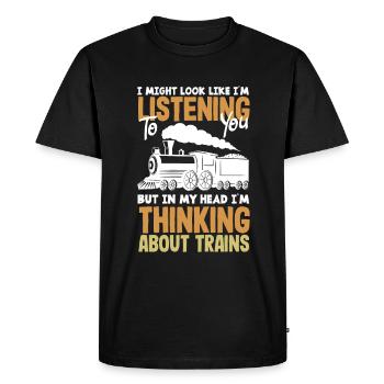 Drôle de Train amant Trains Locomotive cadeau - T-shirt Premium bio Homme - noir - Devant - Nico (187cm)