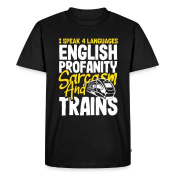 Drôle de Train amant Trains Locomotive cadeau - T-shirt Premium bio Homme - noir - Devant - Nico (187cm)