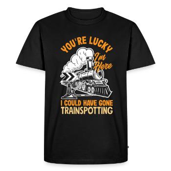 Drôle de Train amant Trains Locomotive cadeau - T-shirt Premium bio Homme - noir - Devant - Nico (187cm)