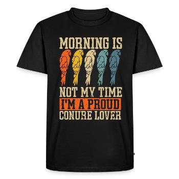 Conure Le matin n’est pas mon heure Perroquet oiseau de compagnie - T-shirt Premium bio Homme - noir - Devant - Nico (187cm)