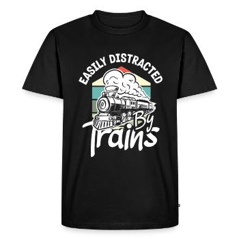 Drôle de Train amant Trains Locomotive cadeau - T-shirt Premium bio Homme - noir - Devant - Nico (187cm)