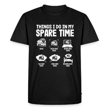 Drôle de Train amant Trains Locomotive cadeau - T-shirt Premium bio Homme - noir - Devant - Nico (187cm)