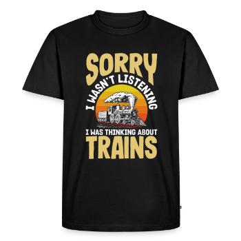 Drôle de Train amant Trains Locomotive cadeau - T-shirt Premium bio Homme - noir - Devant - Nico (187cm)