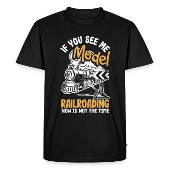 Drôle de Train amant Trains Locomotive cadeau - T-shirt Premium bio Homme - noir - Devant - Nico (187cm)