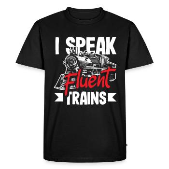 Drôle de Train amant Trains Locomotive cadeau - T-shirt Premium bio Homme - noir - Devant - Nico (187cm)