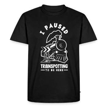 Drôle de Train amant Trains Locomotive cadeau - T-shirt Premium bio Homme - noir - Devant - Nico (187cm)