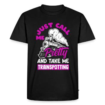 Drôle de Train amant Trains Locomotive cadeau - T-shirt Premium bio Homme - noir - Devant - Nico (187cm)