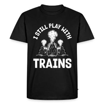 Drôle de Train amant Trains Locomotive cadeau - T-shirt Premium bio Homme - noir - Devant - Nico (187cm)